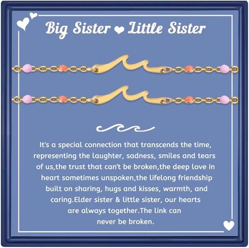 2Pcs Matching Sisters Bracelets for 2,Stainless Steel Link Bracelet for Big Sister Little Sister Matching Bracelets for Soul Sisters Friend in Saudi Arabia