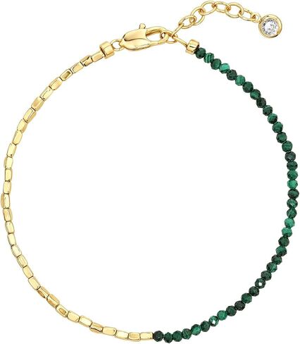 Dremmy Studios Gold Bracelet for Women 14K Gold Plated Stone Handmade Beaded Link Charm Chain Bracelets Jewelry Gift in Saudi Arabia