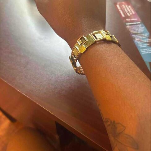 Geometric Square Enamel Bracelets for Women, Trendy Zinc Alloy Minimalist Retro Vintage Jewelry, Khaki Brown White Gold Tone Drip Oil Design Daily Wear Vacation Party Gift in Saudi Arabia