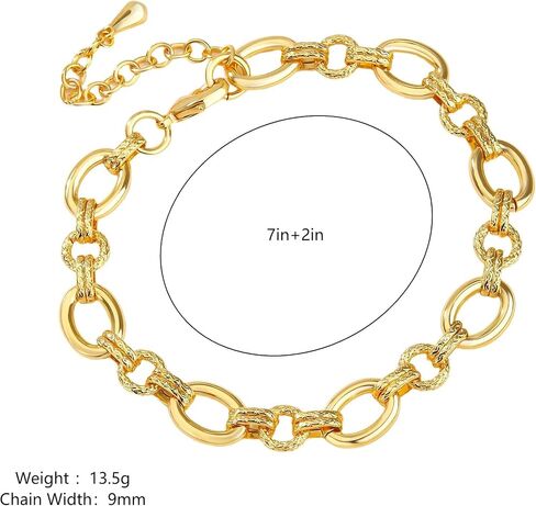 Fashion 18K Gold-Plated Wide Women's Chain Bracelet with Large and Small O-Shaped Links | Exquisite Layered Women's Gold Chain Bracelet in Saudi Arabia