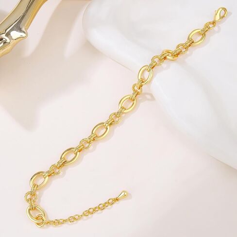 Fashion 18K Gold-Plated Wide Women's Chain Bracelet with Large and Small O-Shaped Links | Exquisite Layered Women's Gold Chain Bracelet in Saudi Arabia