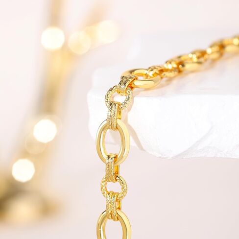 Fashion 18K Gold-Plated Wide Women's Chain Bracelet with Large and Small O-Shaped Links | Exquisite Layered Women's Gold Chain Bracelet in Saudi Arabia