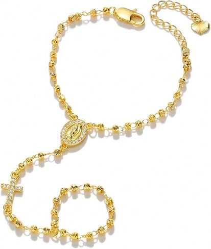 Gold Hand Chain Bracelet - Tri-color Medal Ring Bracelets, Dainty Jewelry for Women in Saudi Arabia