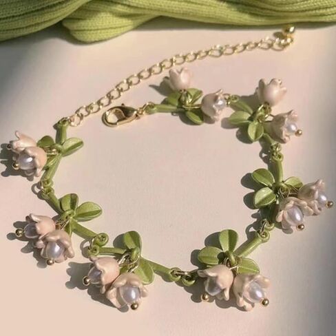 Vintage French Design Mori Lily Of The Valley Pearl Bracelet Handmade Jewelry Fashion Forest Series Bracelet For Women Jewelry in Kuwait