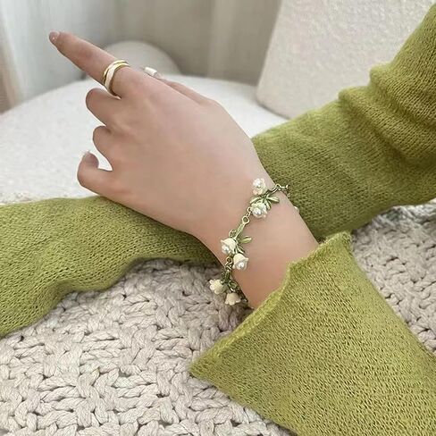 Vintage French Design Mori Lily Of The Valley Pearl Bracelet Handmade Jewelry Fashion Forest Series Bracelet For Women Jewelry in Kuwait