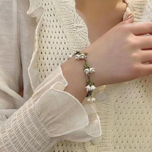 Vintage French Design Mori Lily Of The Valley Pearl Bracelet Handmade Jewelry Fashion Forest Series Bracelet For Women Jewelry in Kuwait