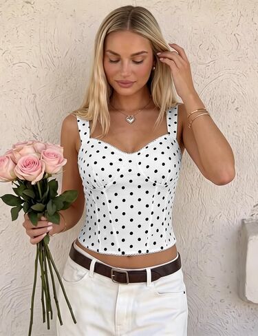 POTILI Women's Polka Dot Crop Top Sleeveless Y2k Going Out Tank Tops Backless Trendy 2026 Cute Outwear in Saudi Arabia
