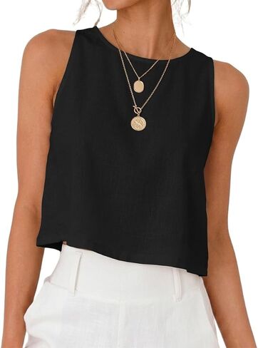 IDEALSANXUN Womens Striped Tank Tops Spring Summer Beach Crop Cute Cotton Sleeveless Shirts Vest Top in Kuwait