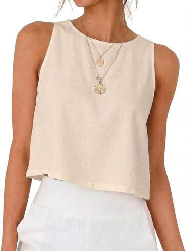 IDEALSANXUN Womens Striped Tank Tops Spring Summer Beach Crop Cute Cotton Sleeveless Shirts Vest Top in Kuwait