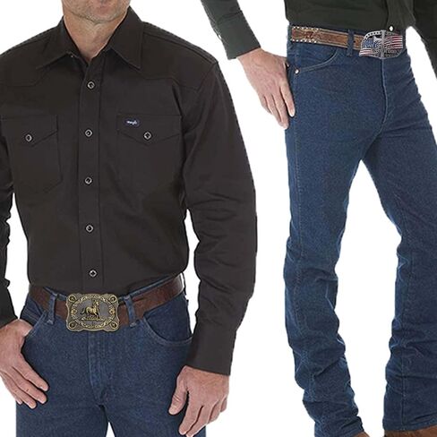 rnuie Western Cowboy Belt Buckle for Men(2 Pieces),Vintage Metal Horse Belt Buckle and American Flag Cross Belt Buckle (Brass Running Horse) in Saudi Arabia