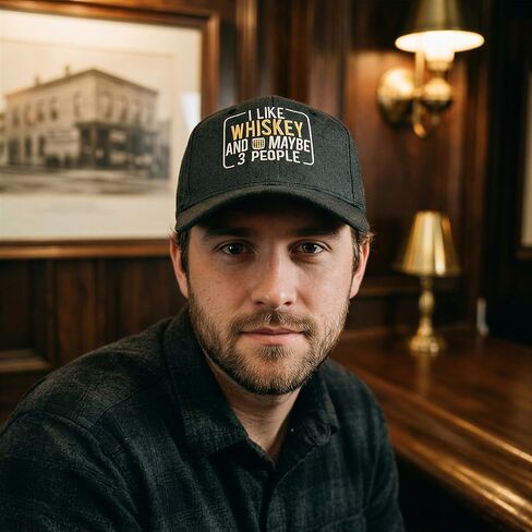 Funny Drinking Cap – I Like Whiskey and Maybe 3 People Embroidered Black Adjustable Hat for Men – Sarcastic Introvert Humor Headwear – Cool Novelty Bar and Lounge Cap in Kuwait