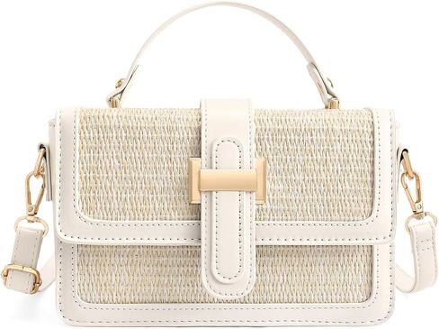RNIEGA Straw Crossbody Bags for Women, Leather Women's Shoulder Clutch Handbags Summer Small Beach Purse for Vacation in Saudi Arabia