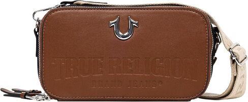 True Religion Crossbody Bag for Women | Brown | Small Crossbody Purse for Women with Double Zip | Travel Handbag | Womens Going Out Bag in Kuwait