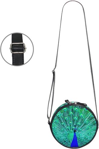 WIHVE Round Crossbody Bag Blue Peacock Circle Crossbody Purse Bag in Saudi Arabia