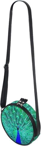 WIHVE Round Crossbody Bag Blue Peacock Circle Crossbody Purse Bag in Saudi Arabia