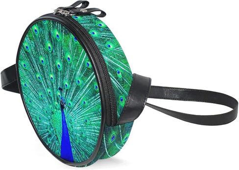 WIHVE Round Crossbody Bag Blue Peacock Circle Crossbody Purse Bag in Saudi Arabia