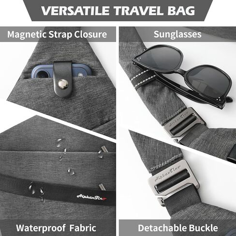 Anti-Theft Crossbody Bag for Women & Men - Pickpocket Proof Lockable Zipper, RFID Blocking, Hidden Pockets & Slash-Resistant Slim Sling Bag For Travel (Dark Gray) in Kuwait