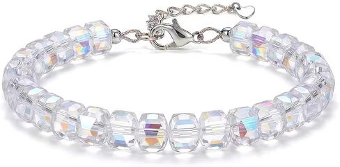 Austrian Style Aurora Crystal Bracelet for Women, Iridescent Faceted Beaded Bracelet, Adjustable 7"-9" with Extender, Elegant Gift for Birthday & Mother’s Day in Kuwait