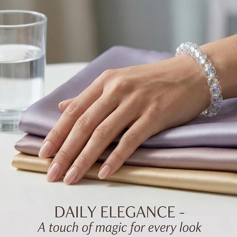 Austrian Style Aurora Crystal Bracelet for Women, Iridescent Faceted Beaded Bracelet, Adjustable 7"-9" with Extender, Elegant Gift for Birthday & Mother’s Day in Kuwait