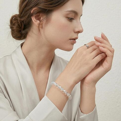 Austrian Style Aurora Crystal Bracelet for Women, Iridescent Faceted Beaded Bracelet, Adjustable 7"-9" with Extender, Elegant Gift for Birthday & Mother’s Day in Kuwait