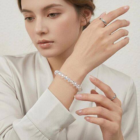 Austrian Style Aurora Crystal Bracelet for Women, Iridescent Faceted Beaded Bracelet, Adjustable 7"-9" with Extender, Elegant Gift for Birthday & Mother’s Day in Kuwait