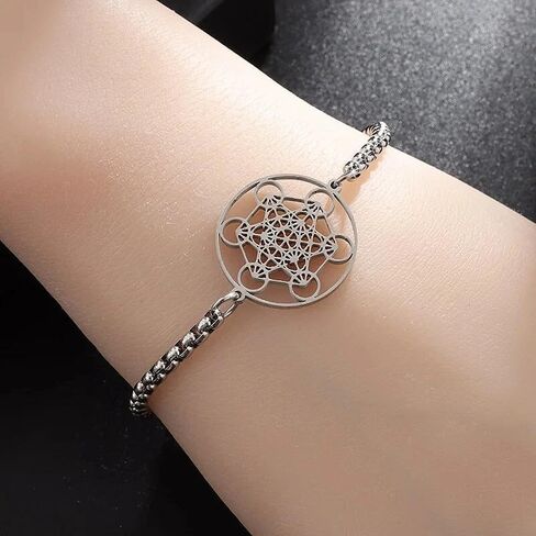 Stylish Stainless Steel Metatron Archangel Circle Bracelet, Holy Angel Seal Amulet Jewelry Gift, Fashionable, Casual and Versatile Accessory for Women in Kuwait