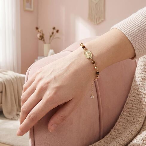 Cross Bracelet Gifts for Women Her - 14K Gold Plated Religious Faith Belief Virgin Mary Bracelets Gifts for Mom Daughter Girlfriend Bestie‌ Wife Mothers Day Birthday Graduation Baptism Anniversary‌ in Kuwait