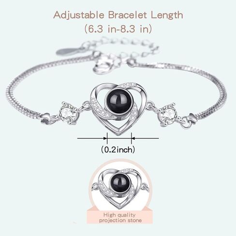 Preserved Red Rose with I Love You in 100 Languages Bracelet Projection Heart Bracelet Gifts for Women Wife Girlfriend Mom on Birthday Valentines Mothers’ Day in Kuwait
