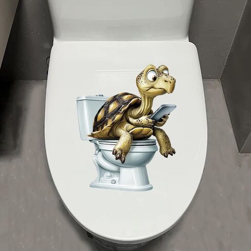 1pcs Funny Animal Toilet Lid Decal, Self-Adhesive Cartoon Rabbit Bathroom & Door Wall Sticker, Waterproof Removable Creative Funny Toilet Tank & Cover Sticker (Donkey) in Saudi Arabia