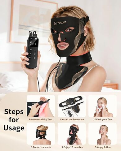 Red Light Therapy for Face, LED Light Therapy Mask Skin Care Mask & Neck, LED Red & NIR Light Therapy Wavelength for Home Use, Working Travel Yoga Sleep in Saudi Arabia