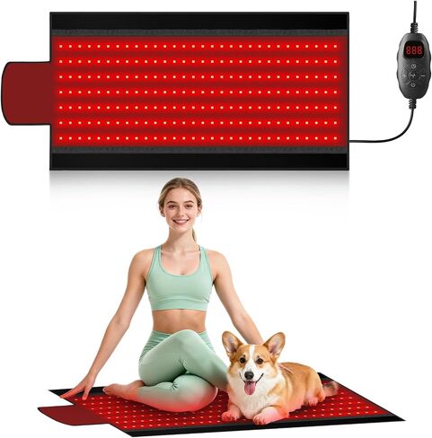 بساط العلاج بالضوء الأحمر، 2 في 1 مصابيح LED (660 نانومتر و850 نانومتر) بطانية العلاج بالضوء الأحمر، مادة ممتازة، مؤقت قابل للتعديل وكثافة in Kuwait