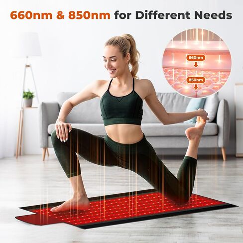 بساط العلاج بالضوء الأحمر، 2 في 1 مصابيح LED (660 نانومتر و850 نانومتر) بطانية العلاج بالضوء الأحمر، مادة ممتازة، مؤقت قابل للتعديل وكثافة in Kuwait