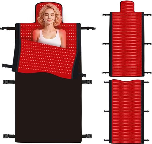 بساط العلاج بالضوء الأحمر، 2 في 1 مصابيح LED (660 نانومتر و850 نانومتر) بطانية العلاج بالضوء الأحمر، مادة ممتازة، مؤقت قابل للتعديل وكثافة in Kuwait