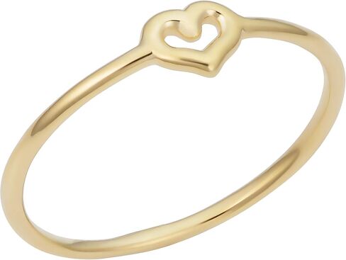 Kooljewelry 14k الذهب الأصفر 4.7 ملم خاتم صغير على شكل قلب للنساء in Kuwait