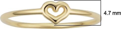 Kooljewelry 14k الذهب الأصفر 4.7 ملم خاتم صغير على شكل قلب للنساء in Kuwait