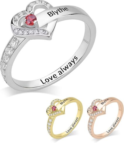 Personalized 925 Sterling Silver Mothers Ring with 1-8 Birthstones,Customized Engraved Name Family Rings,Family Jewelry Gifts for Mom Wife Grandma in Saudi Arabia