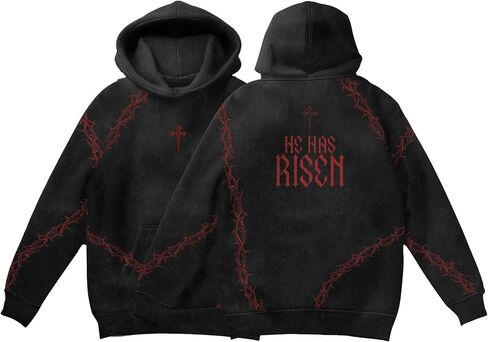 SAINT KAIZEN Risen Hoodie - Resurrection Pullover Sweatshirt, Premium Cotton with Faith-Driven Design, Acid Wash Gym Hoodie in Saudi Arabia