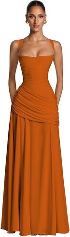 Long Chiffon Bridesmaid Dresses for Women Wedding Spaghetti Straps A Line Pleated Prom Dress Floor Length in Saudi Arabia