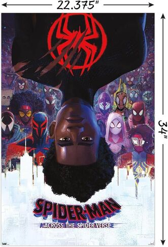 Marvel Spider-Man: Across the Spider-Verse - ملصق حائط رسمي من ورقة واحدة، 22.37 بوصة × 34.00 بوصة، حزمة ملصق وتركيب in Kuwait