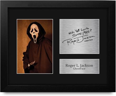 HWC Trading Roger L Jackson Scream Ghost Face هدايا مؤطرة مطبوعة صورة توقيع موقعة لمحبي تذكارات الأفلام - مقاس حرف أمريكي in Kuwait