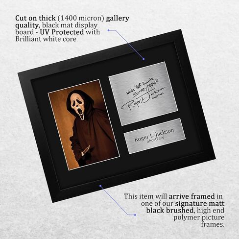 HWC Trading Roger L Jackson Scream Ghost Face هدايا مؤطرة مطبوعة صورة توقيع موقعة لمحبي تذكارات الأفلام - مقاس حرف أمريكي in Kuwait