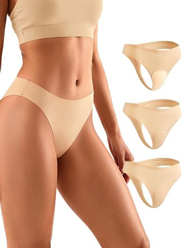 3-Pack Camel Toe Underwear for Women - XS-XL Seamless No Show Thong Panty Liners Tangas, Comfortable G-Strings for Gym in Saudi Arabia