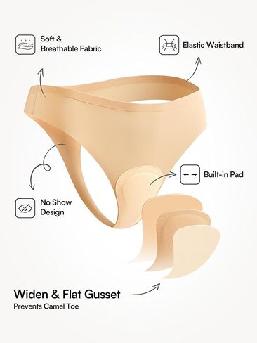 3-Pack Camel Toe Underwear for Women - XS-XL Seamless No Show Thong Panty Liners Tangas, Comfortable G-Strings for Gym in Saudi Arabia
