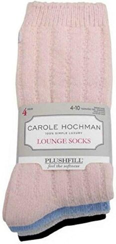 Carole Hochman 4 Pair Women's Lounge Socks (Pink Blue White, 4-10) in Kuwait