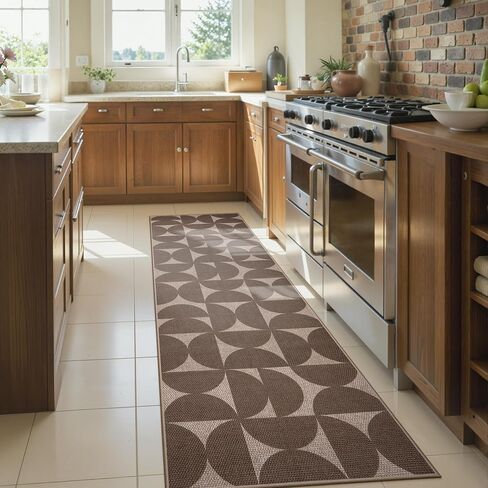Lahome Semi Circle Easy Jute 3x5 Outdoor Rug, Washable Rugs for Entryway Porch Patio Indoor Outdoor Rug, Farmhouse Neutral Non Slip Black Door Carpet for Front Door in Kuwait