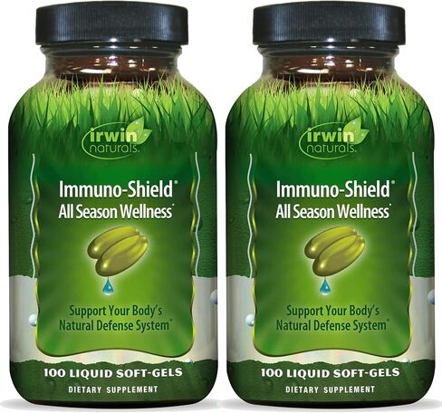 Irwin Naturals Immuno-Shield All Season Wellness - Promote Body's Natural Defense System - Powerful Antioxidants and Immune Support Supplement for Men and Women - 100 Liquid Soft-Gels in Saudi Arabia