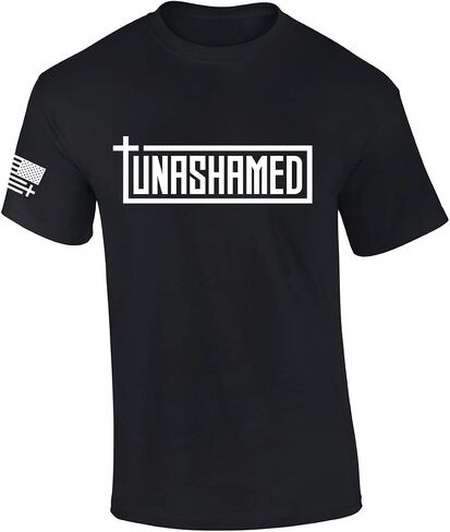Mens Christian Shirt Unashamed Scripture American Flag Sleeve T-Shirt Graphic Tee in Kuwait