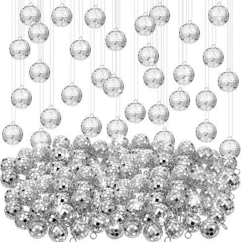 150 Pcs Mirror Mini Disco Balls Ornament 1.2 Inch Mardi Gras Small Hanging Decorations Reflective Tiny Mirror Balls for 70s 80s Disco Themed Party Birthday Wedding Tree(Silver) in Saudi Arabia