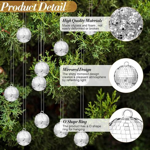 150 Pcs Mirror Mini Disco Balls Ornament 1.2 Inch Mardi Gras Small Hanging Decorations Reflective Tiny Mirror Balls for 70s 80s Disco Themed Party Birthday Wedding Tree(Silver) in Saudi Arabia
