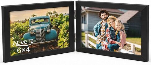 4x6 Picture Frames Double Hinged Wood Folding Photo Frames Vertical with Real Glass Front, Black in Kuwait